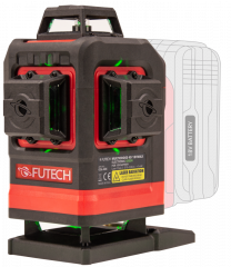 FUTECH Linijski laser Multicross 4D 18V MAX Electronic + Makita adapter + 180cm stativ