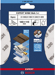Komplet listov za ročno brušenje EXPERT W480 Web 1/4, 115 x 140 mm, G120 (2x); G180 (2x); G240 (1x); G320 (1x), 6 kosov