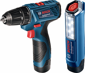 Akumulatorski vrtalni vijačnik GSR 120-LI + Brezžična svetilka  GLI 12V-300