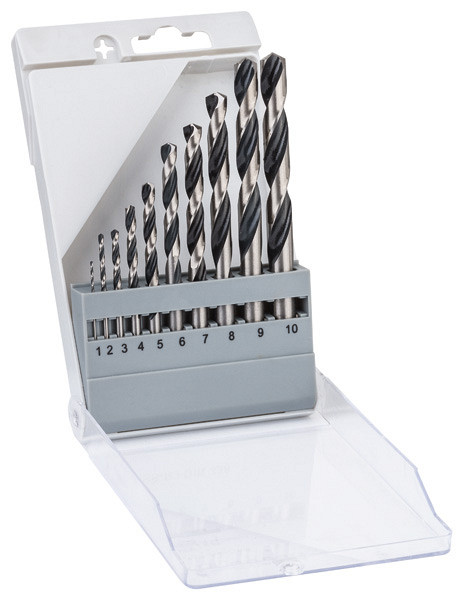 10-delni komplet spiralnih svedrov HSS PointTeQ, 1–10 mm