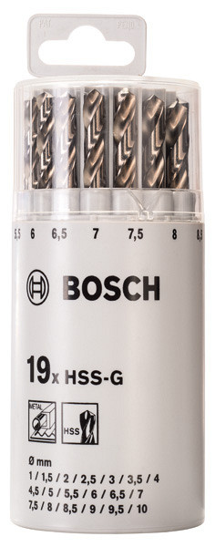 19-delni komplet svedrov za kovino HSS-G, DIN 338, 135° v plastični tubi, 1–10 mm