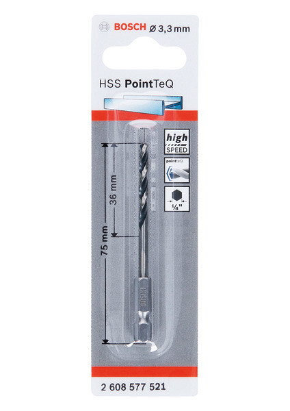 3,3-mm šestrobi sveder HSS PointTeQ