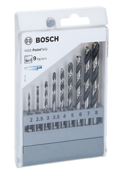 9-delni komplet šestrobih svedrov HSS PointTeQ, 2–8 mm