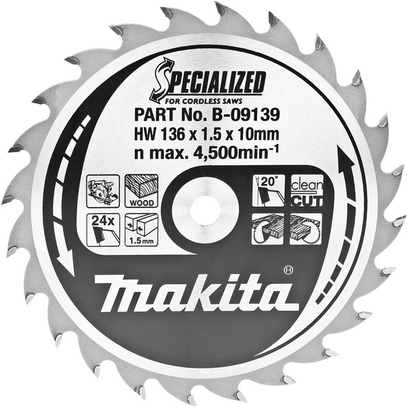 TCT Specialized žagin list za les 136 mm (24 zob)