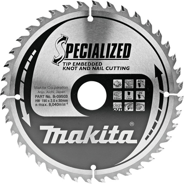 TCT Specialized žagin list za les 190 mm (40 zob)