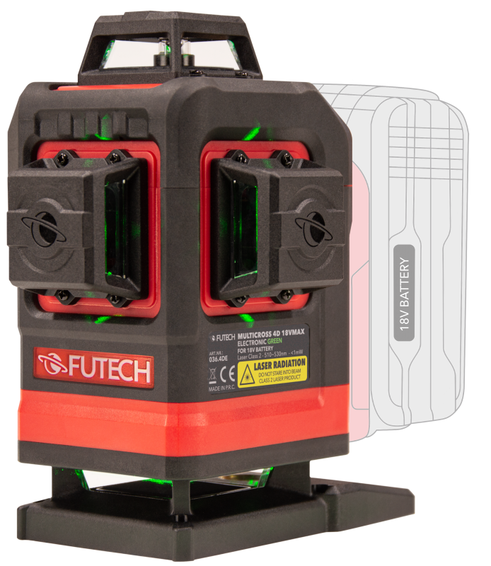 FUTECH Linijski laser Multicross 4D 18V MAX Electronic + Makita adapter