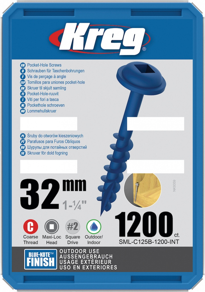 KREG® Blue-Kote vijaki (grob navoj, Maxi-Loc) - 32 mm / 1.25