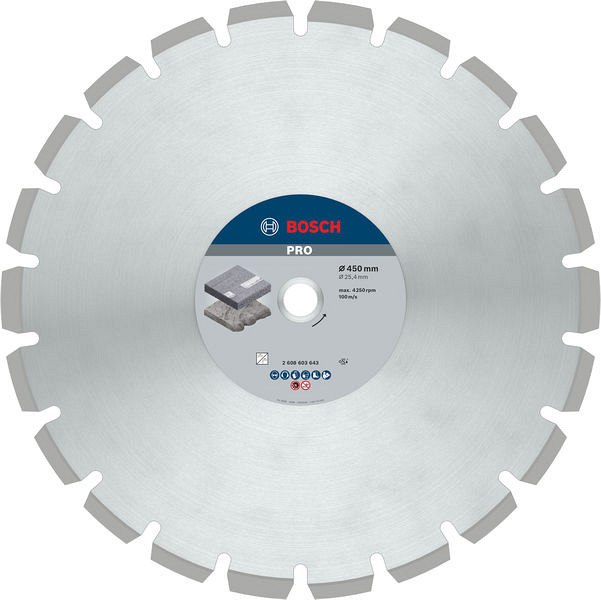 Diamantna plošča PRO Asphalt, 450 x 25,4 mm