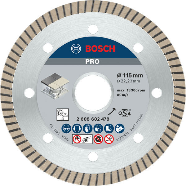 Diamantna plošča PRO Ceramic, 115 x 22,23 mm