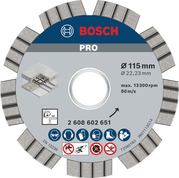 Diamantna plošča PRO Concrete, 115 x 22,23 mm