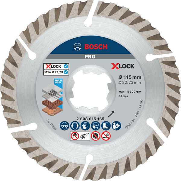 Diamantna plošča PRO Multi Material X-Lock, 115 x 22,23 mm, 22,23 mm