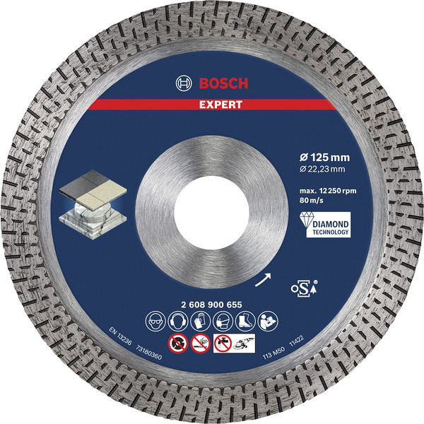 Diamantna rezalna plošča EXPERT HardCeramic, 125 x 22,23 x 1,4 x 10 mm