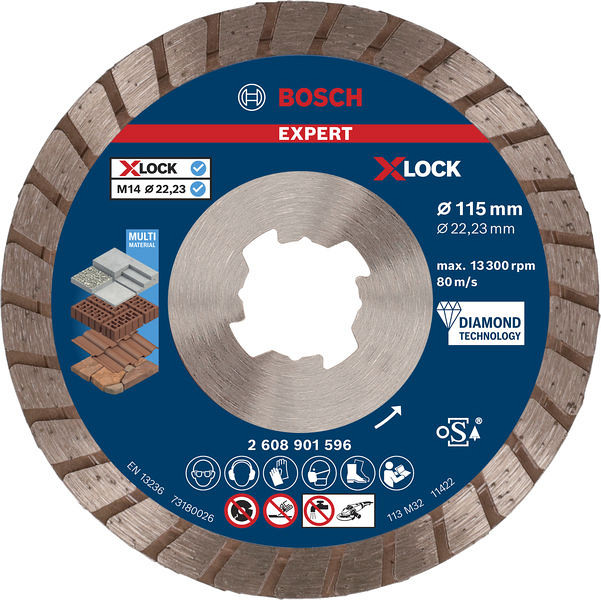 Diamantna rezalna plošča EXPERT MultiMaterial X-LOCK 115 x 22,23 x 2,4 x 12 mm