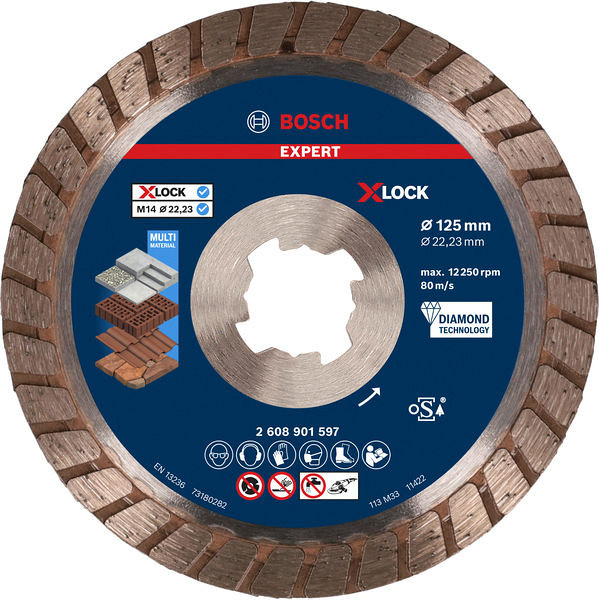 Diamantna rezalna plošča EXPERT MultiMaterial X-LOCK 125 x 22,23 x 2,4 x 12 mm