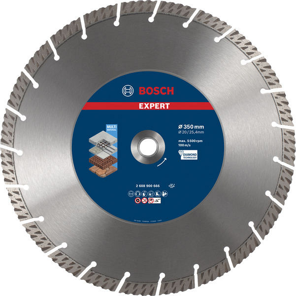 Diamantna rezalna plošča EXPERT MultiMaterial, 350 x 20/25,40 x 3,3 x 15 mm