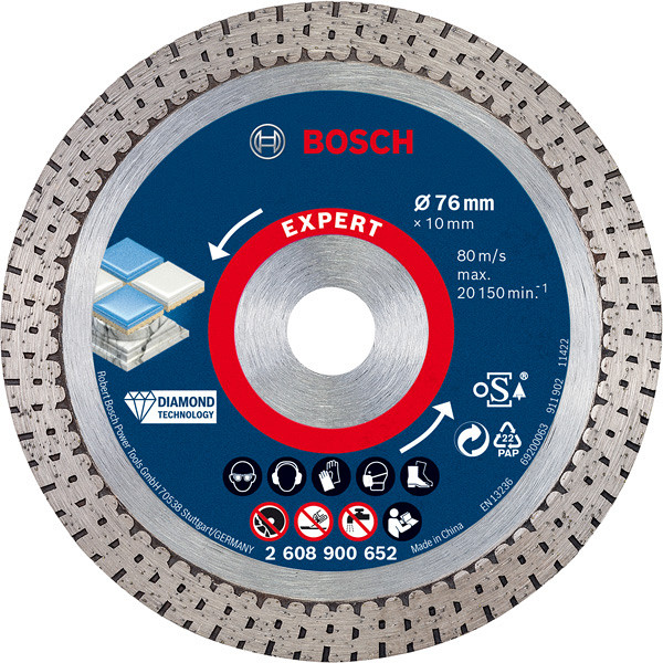 EXPERT HardCeramic diamantna rezalna plošča 76 mm, 76 x 76 x 1,5 x 10 mm