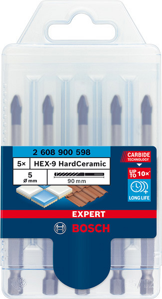 EXPERT HEX-9 HardCeramic komplet svedrov za strešnike, 5 mm, 5 kosov