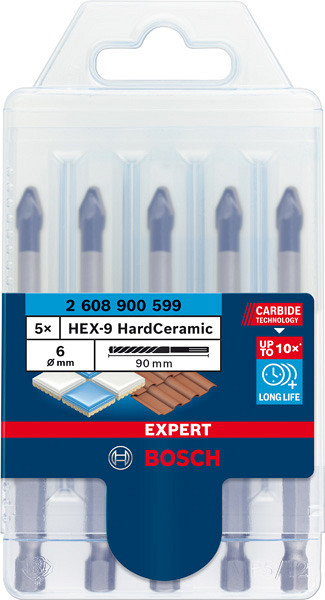 EXPERT HEX-9 HardCeramic komplet svedrov za strešnike, 6 mm, 5 kosov