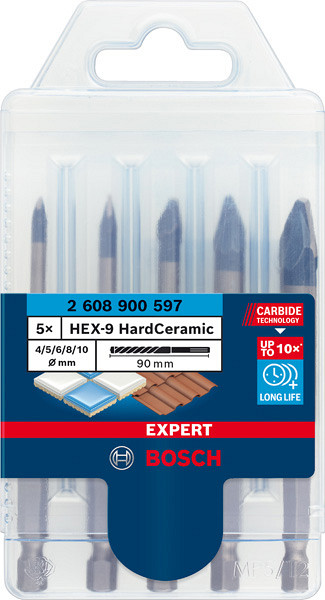 EXPERT HEX-9 HardCeramic komplet svedrov, 4/5/6/8/10 mm, 5 kosov