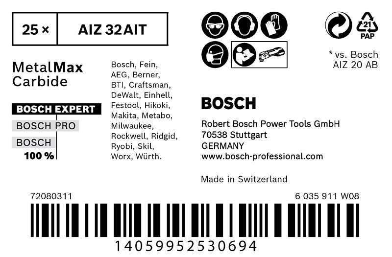 EXPERT MetalMax AIZ 32 AIT list za večnamensko orodje, 40 x 32 mm