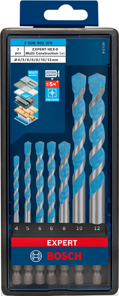 Komplet svedrov EXPERT HEX-9 Multi Construction, 4/5/6/8/10/12 mm, 7 kosov