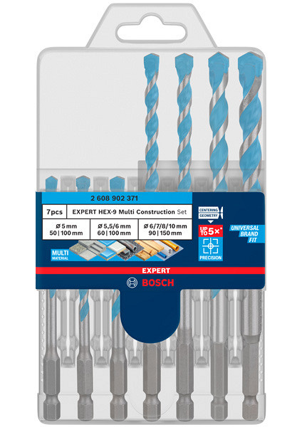 Komplet svedrov EXPERT HEX-9 Multi Construction, 5/5,5/6/7/8/10 mm, 7 kosov