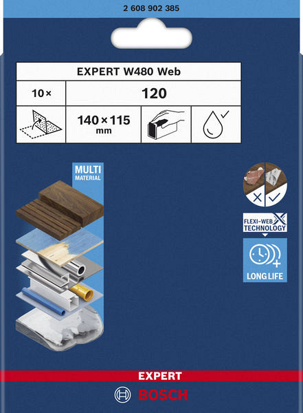 List za ročno brušenje EXPERT W480 Web 1/4, 115 x 140 mm, G120