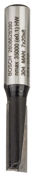 Ravni rezkar, 8 mm, D1 7 mm, L 19,6 mm, G 51 mm