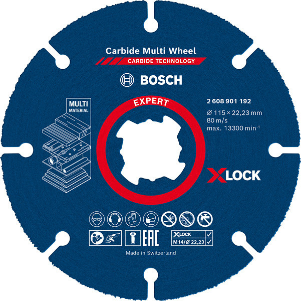 Rezalna plošča EXPERT Carbide Multi Wheel X-LOCK, 115 mm, 22,23 mm