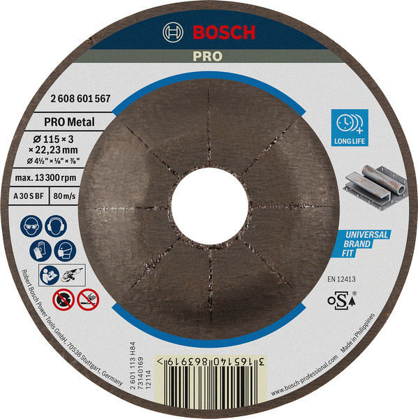Rezalna plošča PRO Metal, 115 x 3 x 22,23 mm