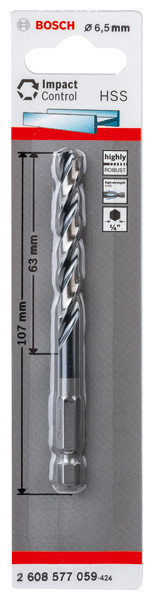 Sveder s šesterorobim steblom HSS 6,5 mm