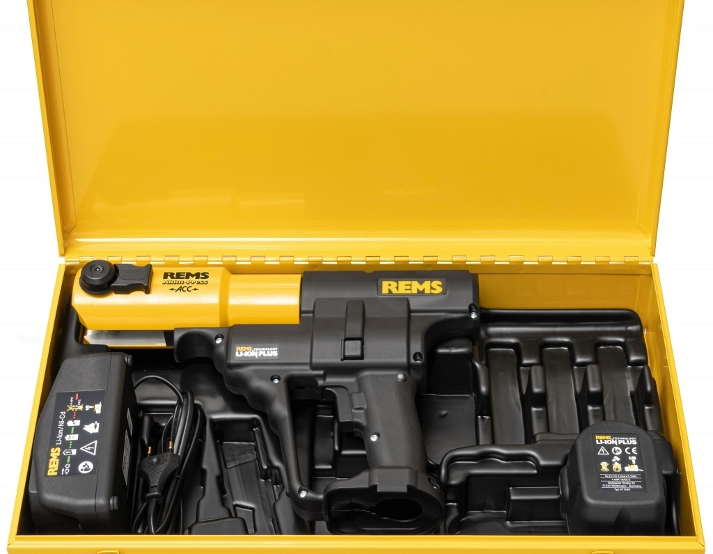 REMS baterijsko orodje za stiskanje Akku-Press ACC osnovni-set akcija darilni paket (3 stiskalne klešče po vaši izbiri do 35 mm brezplačno)