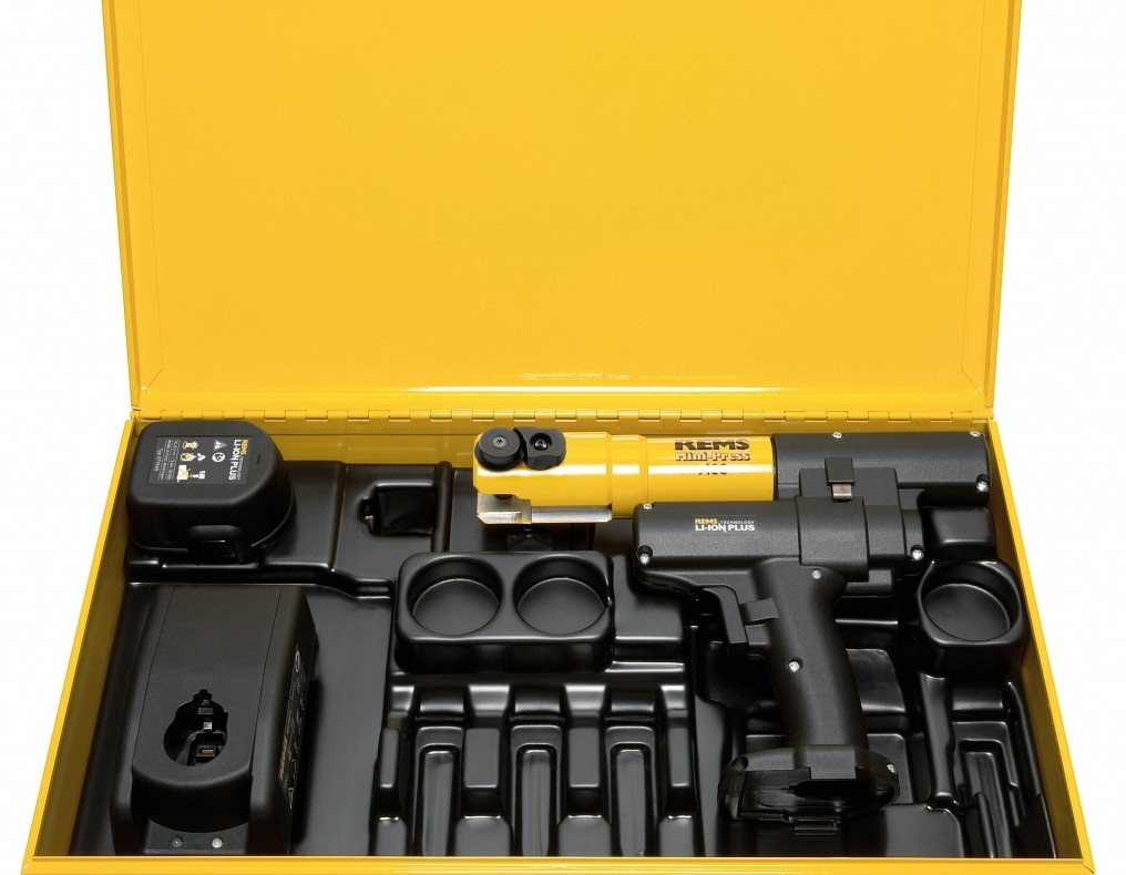 REMS baterijsko orodje za stiskanje Mini-Press ACC osnovni-set akcija darilni paket (3 stiskalne klešče po vaši izbiri do 35 mm brezplačno)