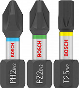Komplet vijačnih nastavkov PRO Impact, PH2 (x 5), PZ2 (x 5), T20 (x 5), T25 (x 5), T30 (x 5), 25 mm, razstavno stojalo, 10 x 25 kosov