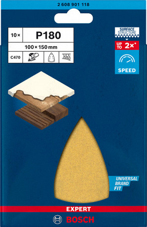10-delni komplet brusnih papirjev s 7 luknjami EXPERT C470 za večnamenske brusilnike, 100 x 150 mm, G 180
