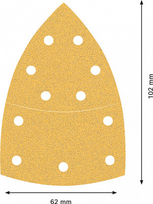 10-delni komplet brusnih papirjev z 11 luknjami EXPERT C470 za večnamenske brusilnike, 102 x 62 mm, 93 mm, G 80