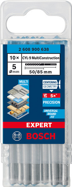 10-delni komplet svedrov EXPERT CYL-9 MultiConstruction, 5 x 50 x 85 mm