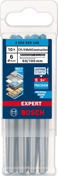 10-delni komplet svedrov EXPERT CYL-9 MultiConstruction, 6 x 60 x 100 mm
