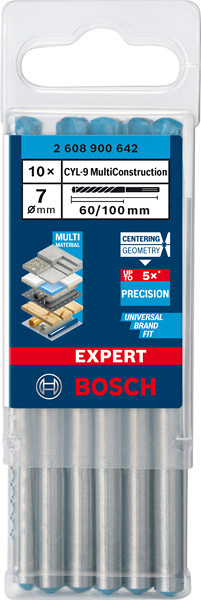10-delni komplet svedrov EXPERT CYL-9 MultiConstruction, 7 x 60 x 100 mm