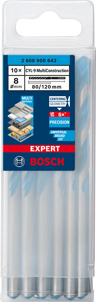 10-delni komplet svedrov EXPERT CYL-9 MultiConstruction, 8 x 80 x 120 mm