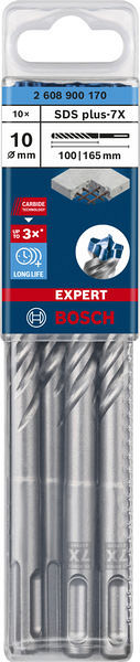 10-delni komplet udarnih svedrov EXPERT SDS plus-7X, 10 x 100 x 165 mm
