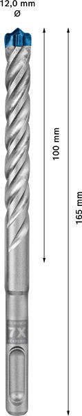 10-delni komplet udarnih svedrov EXPERT SDS plus-7X, 12 x 100 x 165 mm