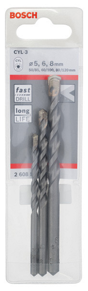 3-delni komplet svedrov za beton CYL-3, 5/6/8 mm