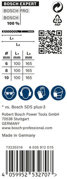 3-delni komplet udarnih svedrov EXPERT SDS plus-7X, 6/8/10 mm