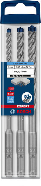 3-delni komplet udarnih svedrov EXPERT SDS plus-7X, 6/8/10 mm
