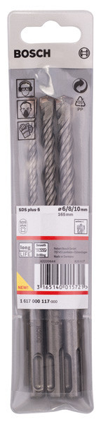 3-delni komplet udarnih svedrov SDS plus-5, 6/8/10 mm