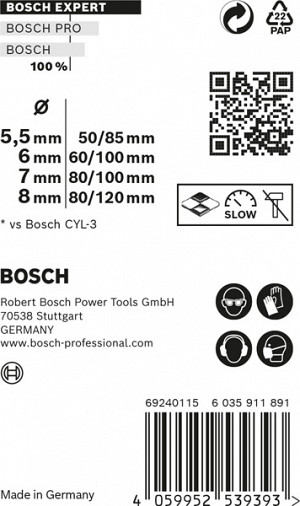 4-delni komplet svedrov EXPERT MultiConstruction CYL-9, 5,5/6/7/8 mm