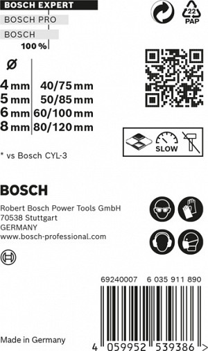 4-delni komplet svedrov EXPERT MultiConstruction CYL-9, 4/5/6/8 mm