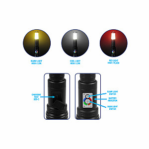 LED ročna svetilka 10 W + kamp luč  5 W, 650 lm