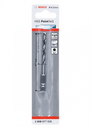4,5-mm šestrobi sveder HSS PointTeQ
